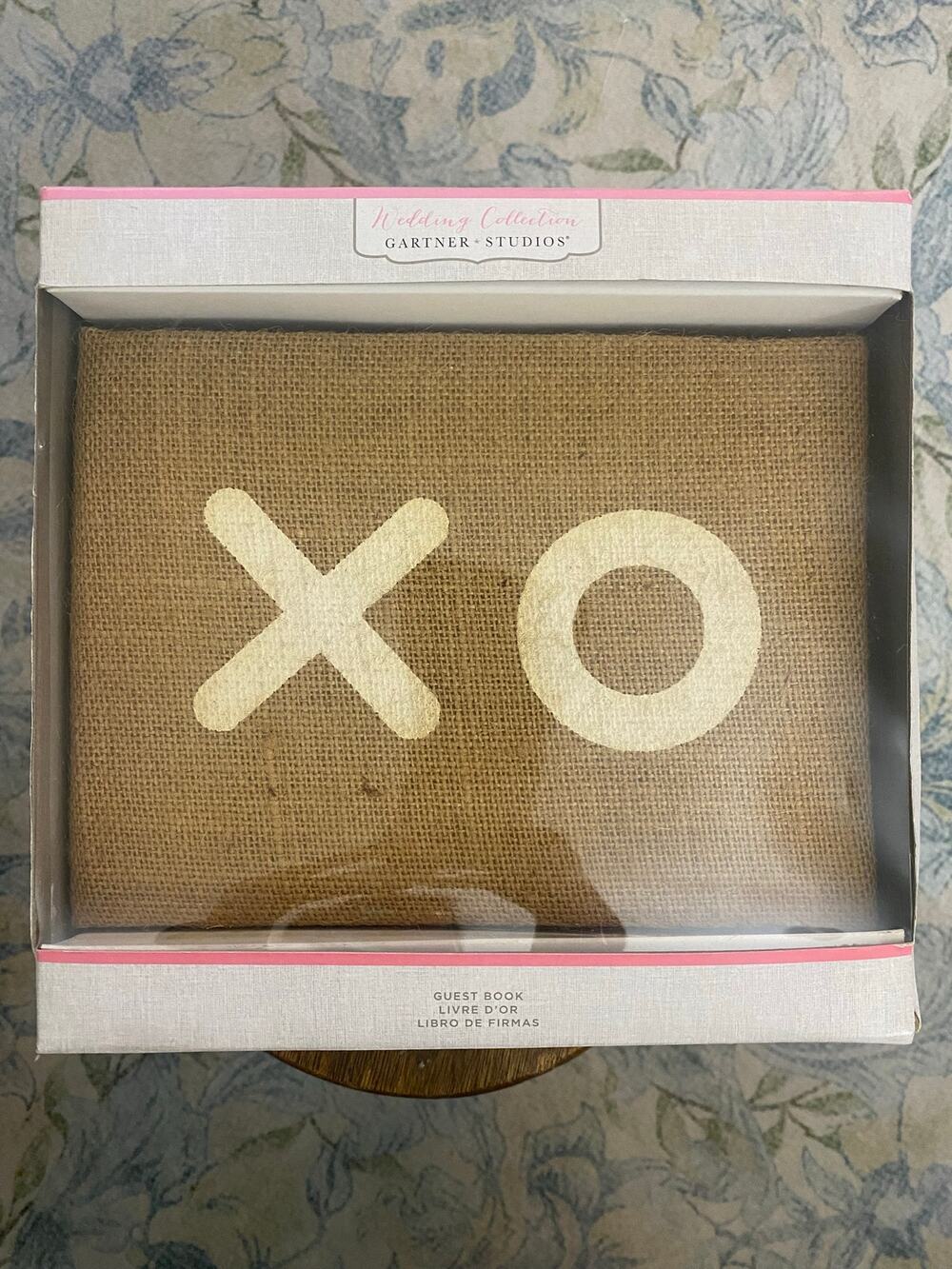 New! Guest Book with XO on Burlap Cover - Wedding, Party, Inn, etc.